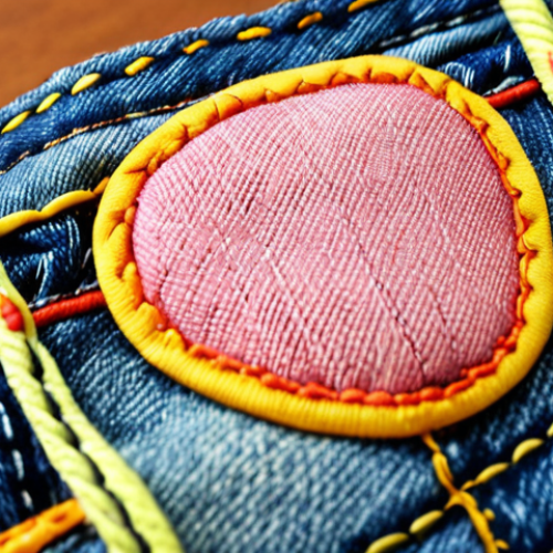 Home 13 **
A close-up shot of a child's jeans knee. The denim is slightly faded but reinforced with a patch featuring colorful, playful stitching. The stitching is clearly visible and highlights the durability. Focus should be on the tactile quality of the fabric and the detail of the repair.
**