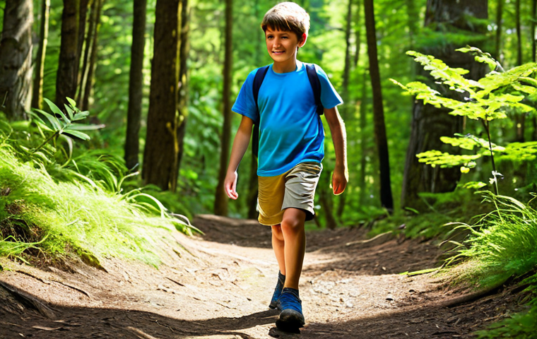 Rugged Outdoor Adventure Shoes**
"A young boy, fully clothed in appropriate hiking gear (khaki shorts, blue t-shirt, a light jacket), is hiking on a forest trail. He is wearing durable, waterproof Keen hiking shoes. The background shows a lush green forest with dappled sunlight. perfect anatomy, correct proportions, natural pose, well-formed hands, proper finger count, natural body proportions, safe for work, appropriate content, fully clothed, professional, modest, family-friendly, high-quality photograph, detailed textures, 8k resolution."
**