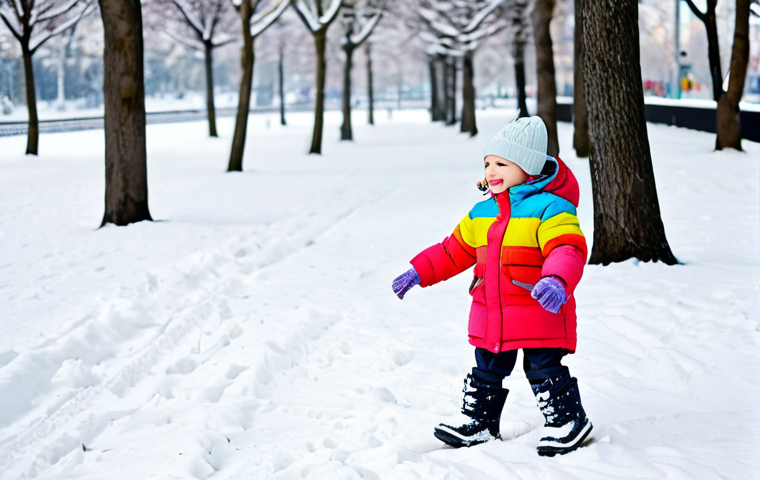 Kid Playing in Snow**
"A young child, bundled in a colorful winter coat, is playing joyfully in a snowy park, fully clothed, wearing waterproof winter boots with good traction, safe for work, appropriate content, family-friendly, natural pose, perfect anatomy, well-formed hands, proper finger count, snow-covered trees in the background, bright daylight, high quality, professional photography, modest winter attire."
**