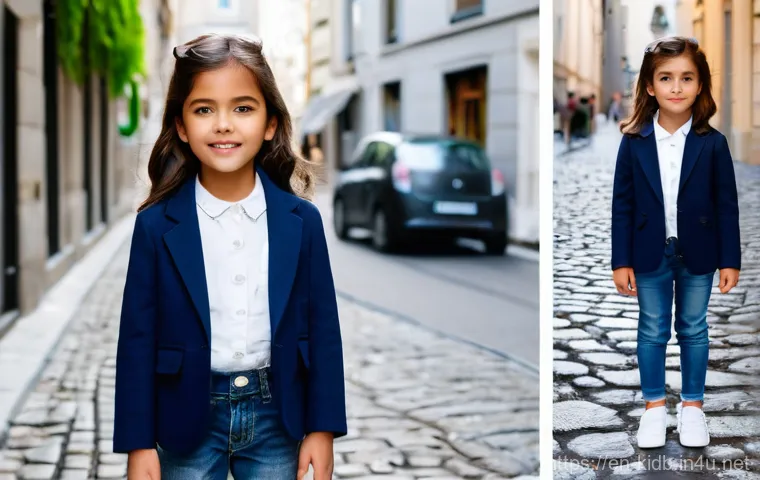 자라키즈와 H M 키즈의 가격대 - **Prompt:** A stylish 6-year-old girl with medium-length, neatly styled hair, confidently standing o...