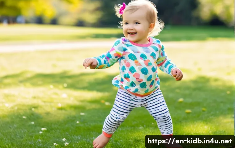 키즈 패션 브랜드 추천 - A cheerful toddler wearing soft, breathable organic cotton clothes from Hanna Andersson, featuring b...