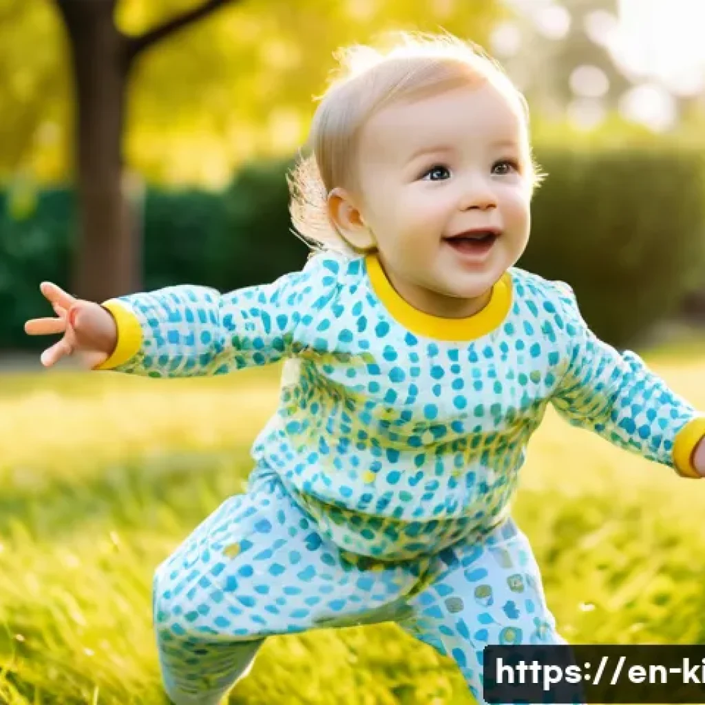 모이몰른 유아복 트렌드 - A joyful toddler wearing a soft organic cotton blend outfit featuring whimsical animal prints and vi...