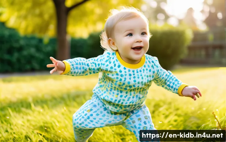 모이몰른 유아복 트렌드 - A joyful toddler wearing a soft organic cotton blend outfit featuring whimsical animal prints and vi...