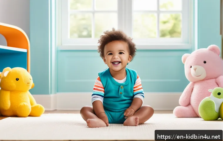카터스와 지프키즈의 소재 차이 - A cheerful toddler wearing a soft, 100% cotton outfit from Carters, playing happily in a bright, sun...