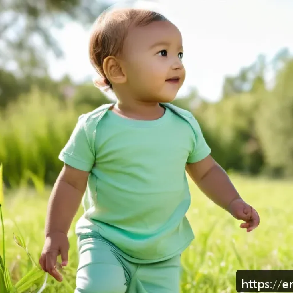 아동복 브랜드별 장단점 - A cheerful toddler wearing a soft organic cotton and bamboo blend outfit from EcoTots brand, featuri...