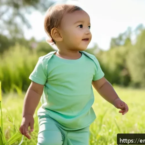 아동복 브랜드별 장단점 - A cheerful toddler wearing a soft organic cotton and bamboo blend outfit from EcoTots brand, featuri...