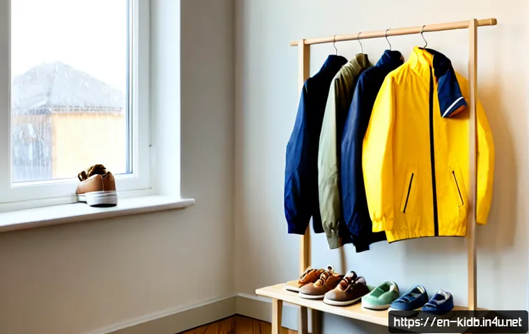 Home 13 아동복 브랜드의 차별점 - Photorealistic children’s clothing boutique interior, a thoughtfully curated rack of soft organic co...